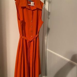 Sharango burnt Orange sleeveless Dress with belt -Size 14